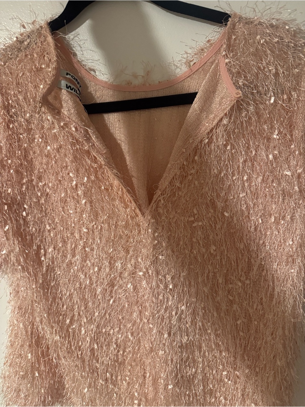 Fuzzy Short-Sleeve Textured Accent Top Pink - Picture 4 of 7